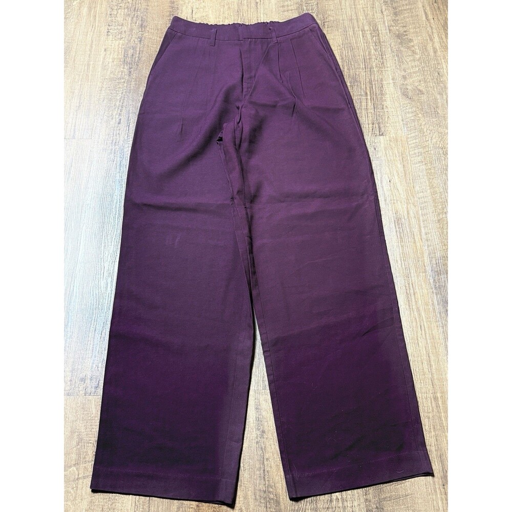 A New Day Dress Pants Womens 6 Burgundy Crepe Wide Leg Minimalist Closet Staple